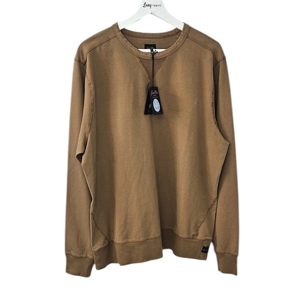 Good Man Brand Mens Long Sleeve Crew Neck Pullover Long Sleeve Shirt, Brown, XL